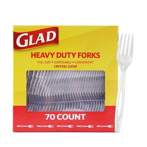 Glad Standard Size Clear Plastic Forks, 70ct