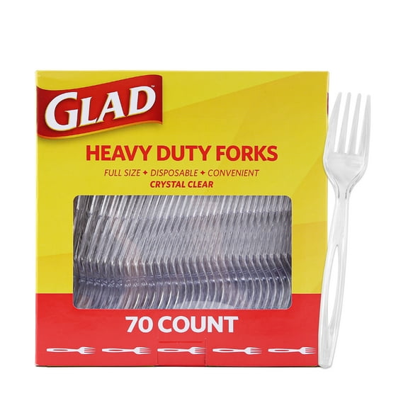 Glad - Standard Size Cutlery - Plastic Forks - 70ct - Clear