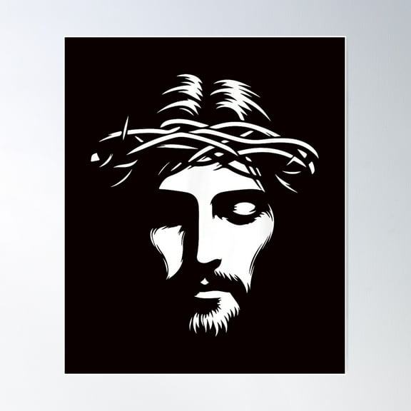 Beautiful Jesus Face Crown Of Thorns Christian Faith Peace Poster Wall Art, Modern Wall Decor For Living Room Bedroom, 8x12 UNFRAMED