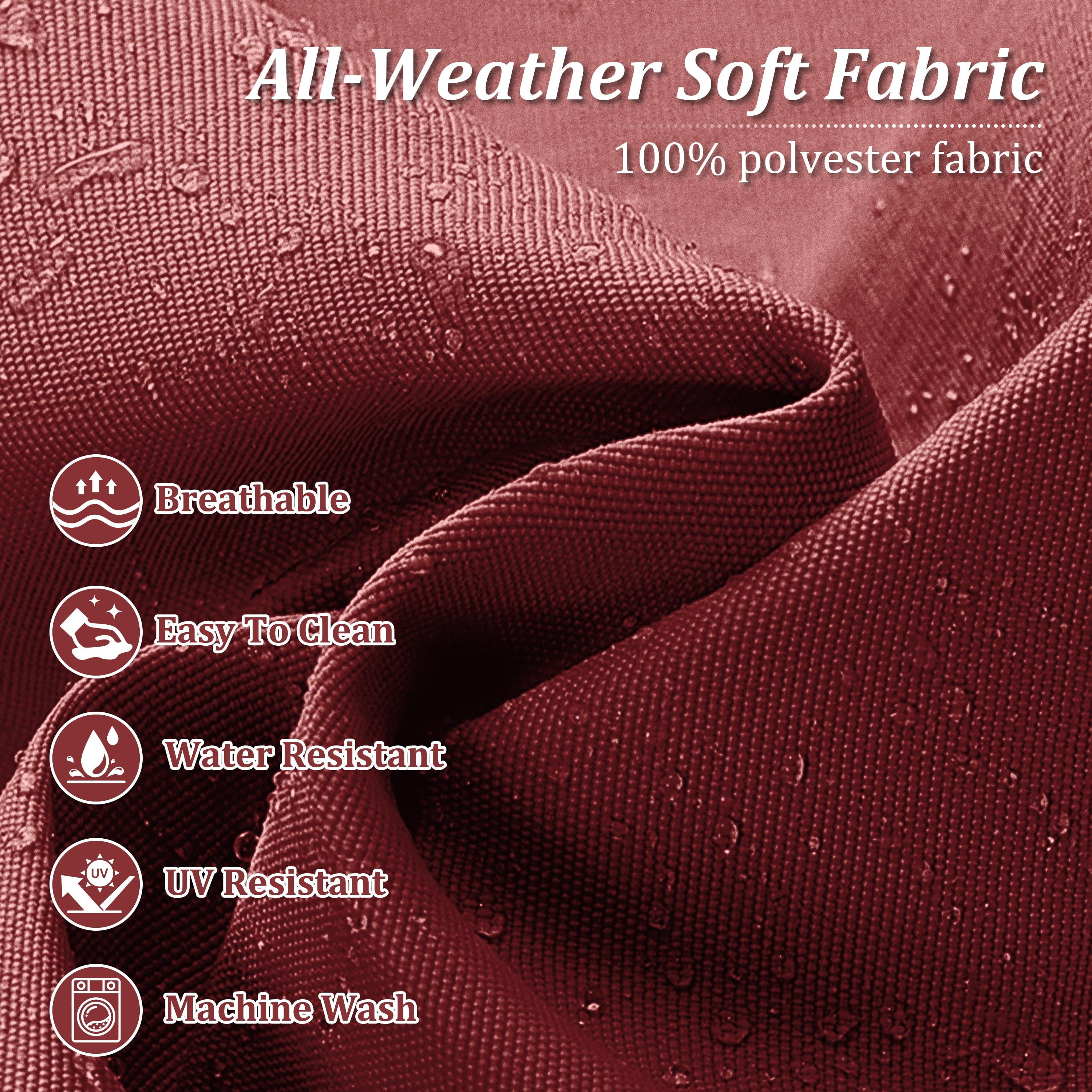 Kimunuk 14 Pcs Outdoor Cushion Slipcovers, Replacement Outdoor Patio Cushion Covers with 3 Size, Waterproof and Zippered, Fit for Outdoor Furniture, Patio Sofa Couch, Covers Only, Burgundy