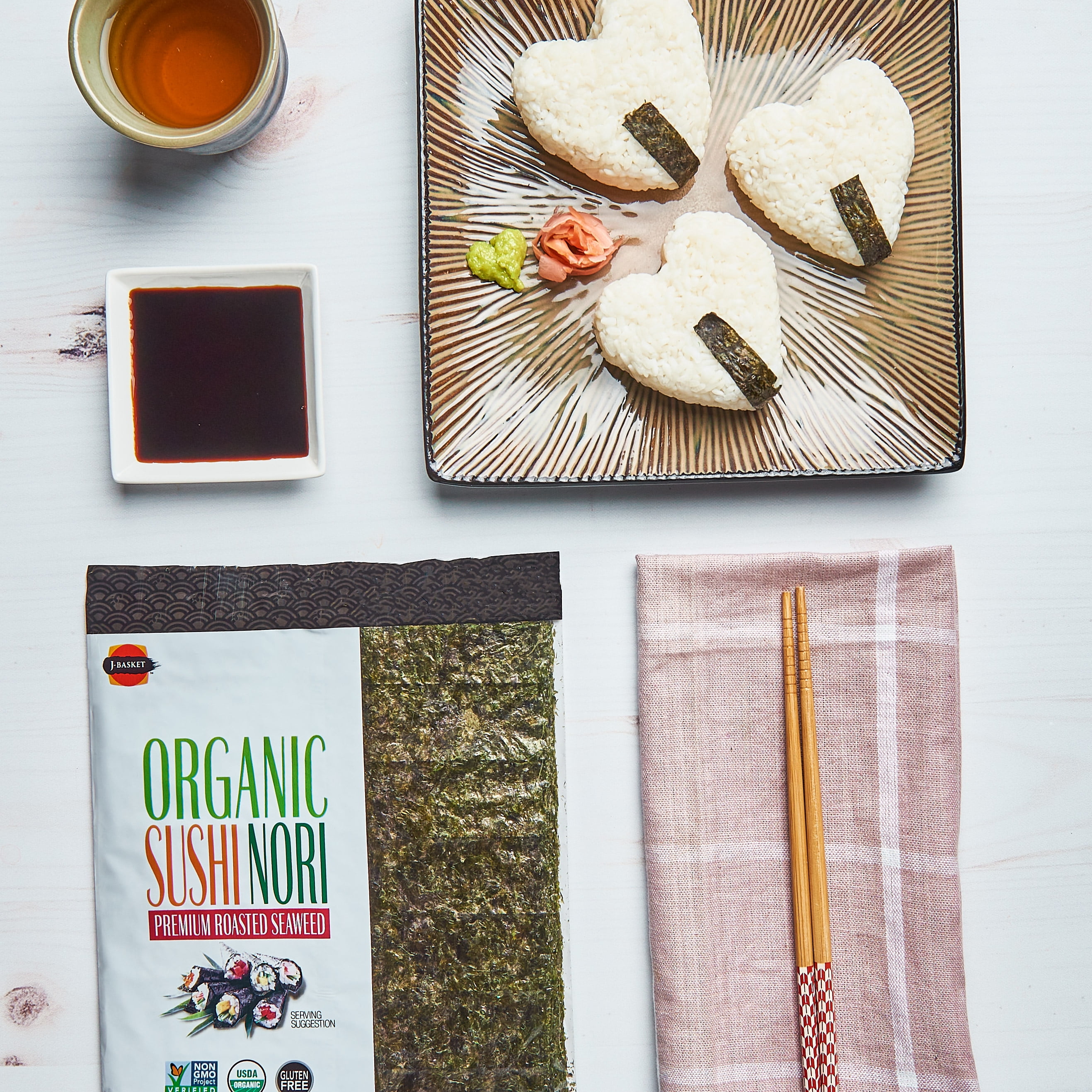 J-Basket Organic Sushi Nori Seaweed, Vegan, Non-GMO, Gluten J-Basket Organic Sushi Nori Seaweed, Vegan, Non-GMO, Gluten