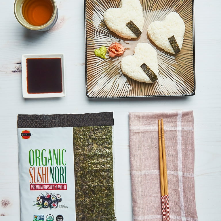 J-Basket Organic Sushi Nori Seaweed, Vegan, Non-GMO, Gluten-Free
