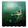 thumbnail image 3 of Ambesonne Green and Blue Shower Curtain, Mermaid Undersea, 69"Wx84"L, Jade Green Teal Ivory, 3 of 4