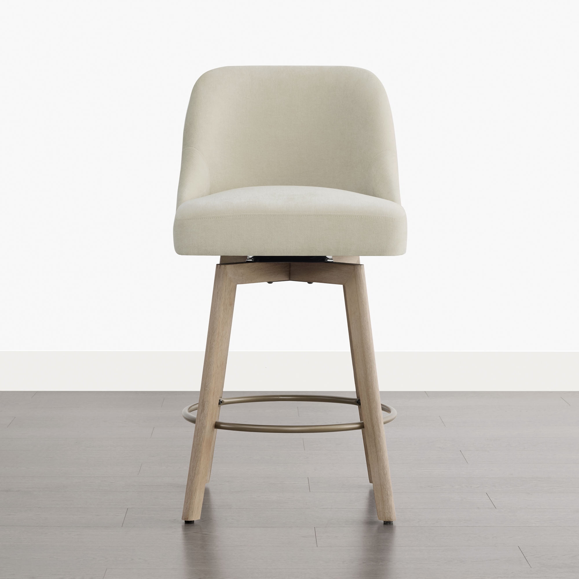 Spruce & Spring Modern Swivel Counter Stool with Upholstered Seat and Rounded Back for Kitchen or Bar Set of 2, Sand