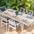 thumbnail image 2 of Happy Easter Table Cloths for 8 Foot Rectangle Tables, Colorful Spring Eggs Beige Wooden Patio Waterproof Elastic Fitted Tablecloths, Washable Rectangular Table Cover for Camping, 2 of 8