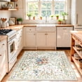 thumbnail image 6 of YOUFORTONG 4x4 Washable Floral Square Area Rug, Neutral Low Pile Non-Slip Carpet, Water Resistant Soft Floor Mat for Living Room Bedroom Kitchen Entryway,Beige, 6 of 8