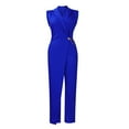 thumbnail image 6 of Levmjia Women Jumpsuit Summer Casual V Neck Sleeveless Wide Leg Romper with Pockets Comfortable Stretchy Polyester Plus Size for Travel Work Vacation Beach Outfit, 6 of 9