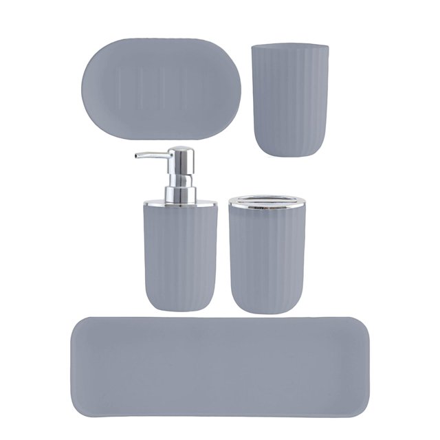 de accesorios de , vaso, botella de loción, bandeja para necesidades de , jabonera, soporte para cepillo de , artículos Gris Sunnimix Cosas de baño