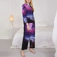 thumbnail image 3 of Honeii Purple Moon Tree Night Sky print Women's Pajama Sets Long Sleeve Button Down Sleepwear Nightwear Soft Pjs Lounge Sets-Small, 3 of 7