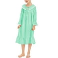 thumbnail image 5 of AJTQTH Casual Sundress for Girls Kids Ruffles Round Neck Long Sleeve Comfort Gowns Cute Solid Color Lightweight Ruched Sleepwear Homewear Green 120, 5 of 7