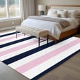 thumbnail image 5 of Pink Navy Blue Striped Large Area Rugs for Bedroom Living Room, Soft Non Slip Carpet Bedside Rug, Farmhouse Stripe Art Rectangular Floor Cover Kitchen Accent Rug 8'x10' for Dining Room/Office, 5 of 9