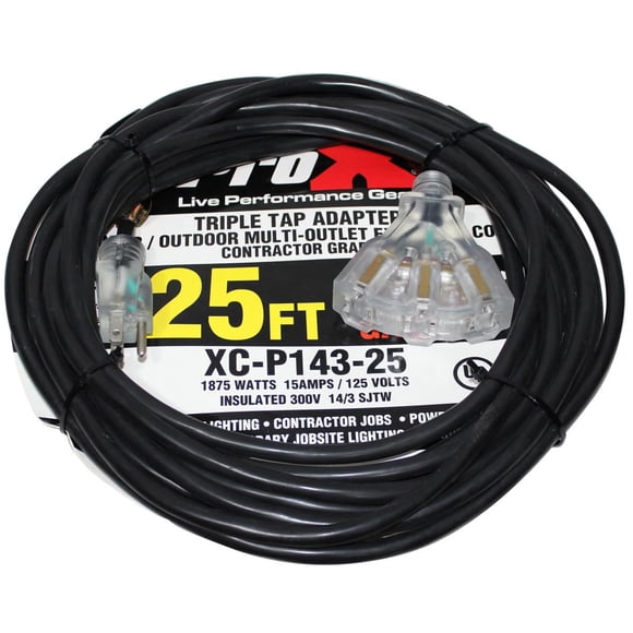 Cable de Extensión Eléctrica Pro-X XC-P143-25 7.6 m 110V 14AWG