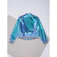 thumbnail image 6 of YUUMIN Kids Girls Shiny Baseball Jacket Long Sleeve Sparkle Metallic Zipper Bomber Jacket Coat Colorful 12, 6 of 9