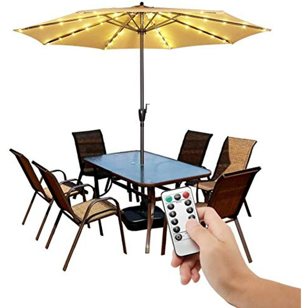 Patio Umbrella String Lights?Outdoor 8 Mode with Remote Control