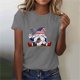 thumbnail image 2 of Blusas para las Mujeres Casual, Estampado Manga Corta Cuello Redondo Camiseta Top Hecho de Cómodo Estante de Imitación para Toda la Temporada de Uso Diario, Tops Cortos para las Mujeres, 2 of 4