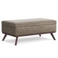 thumbnail image 4 of Owen 42 inch Wide Mid-Century Modern Lift Top Large Coffee Table Storage Ottoman in Distressed Smoky Grey Brown Vegan Leather, 4 of 12