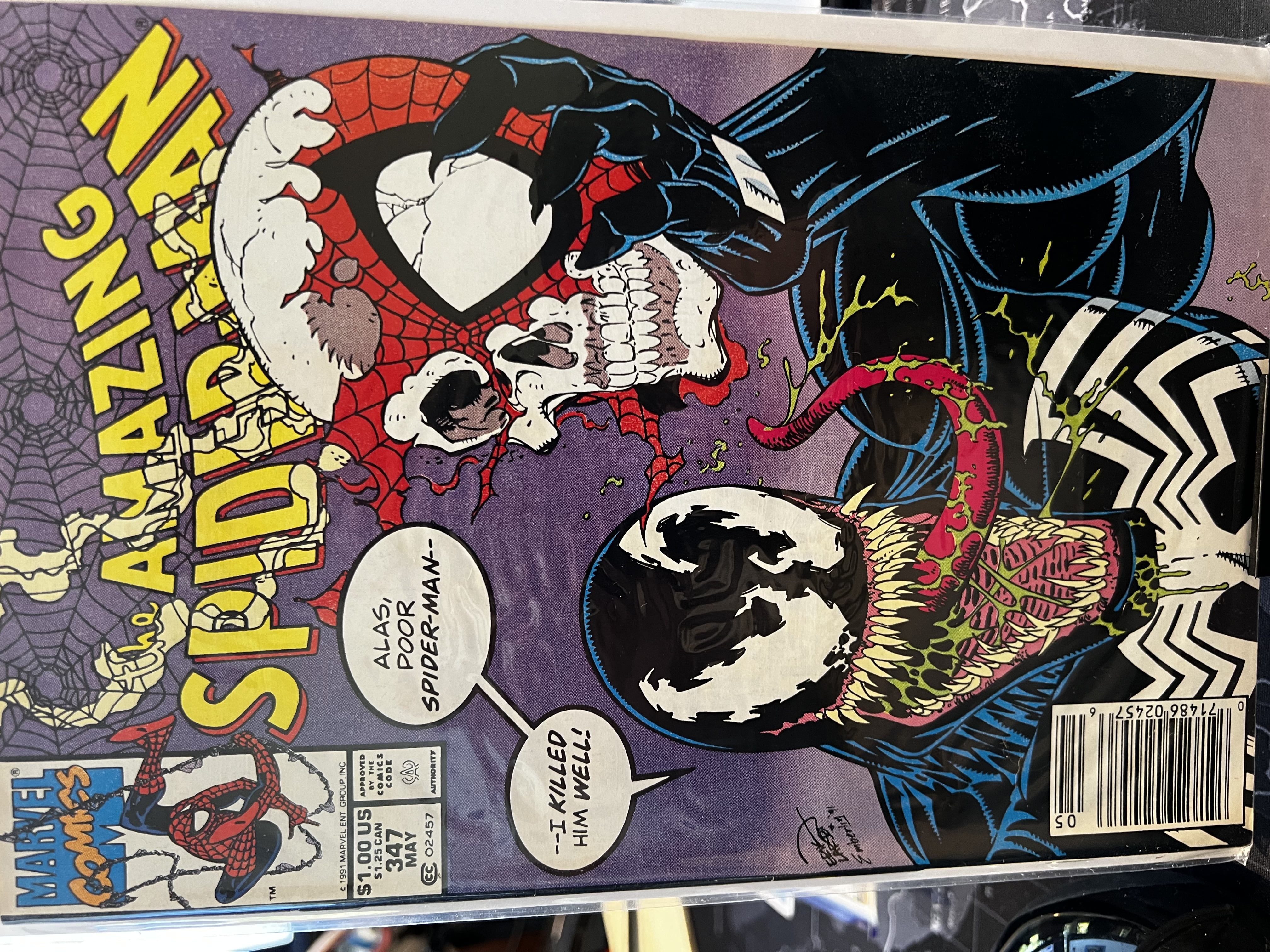 Amazing Spider-Man #347 Marvel (1991) Iconic Erik Larsen Skull Venom
