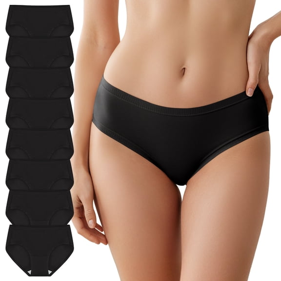 Ocean Blues Women's Cotton Underwear Mid Waisted Full Coverage 8-Pack Ladies Panties