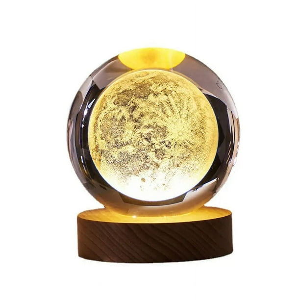 Lámpara de proyección de luna 3D Bola de cristal Luz nocturna Modelo planeta Regalo de cumpleaños para novio Marido Luz nocturna Galaxia Planeta Lámpara artística para niños Amigos Parejas
