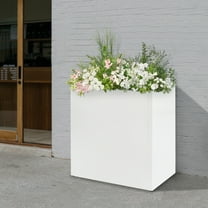 White Tall  Metal Planter Box, 24x10x24in, Removable Shelf, Indoor/Outdoor Use,