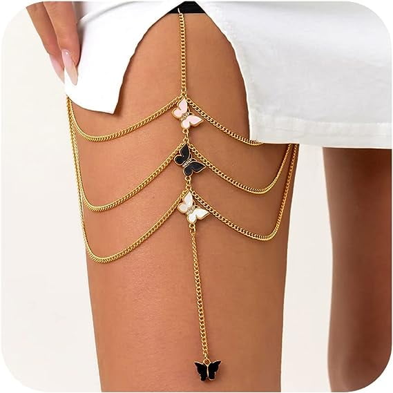  Butterfly Thigh Chain for Women Multi-layers Leg Body Chain  Boho Body Thigh Jewelry for Girls Summer Body Jewelry for Beach Party  Holiday（Thigh Chain-Butterfly） : Clothing, Shoes & Jewelry