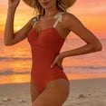 thumbnail image 5 of cocolona Womens One Piece Swimsuit Summer Solid Color V Neck Bathing Suit Holiday Vacation Beach Swimwear, 5 of 6