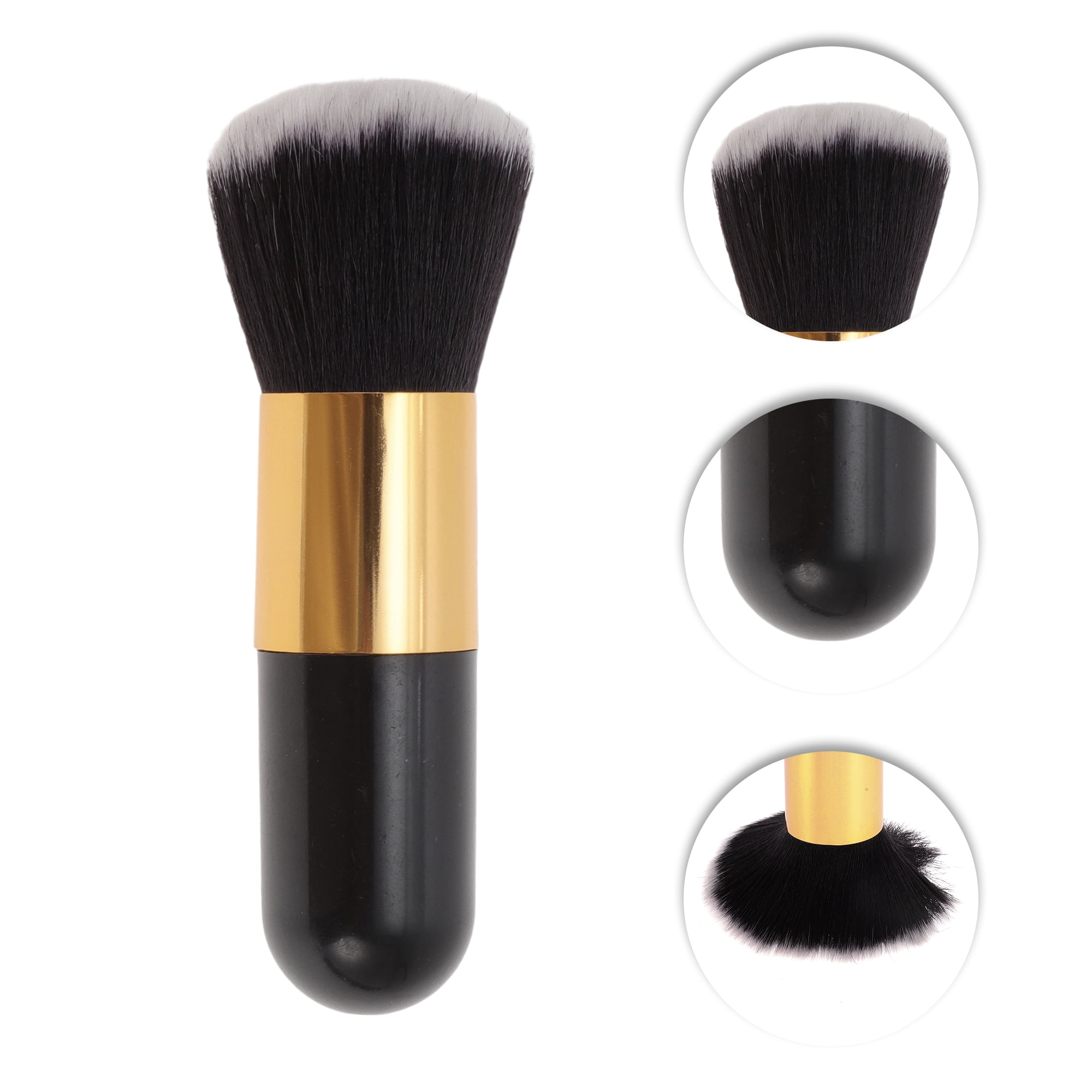 Unique Bargains 1 Pc Durable Lightweight Cosmetic Brush for Travel Black, Gold Tone Large