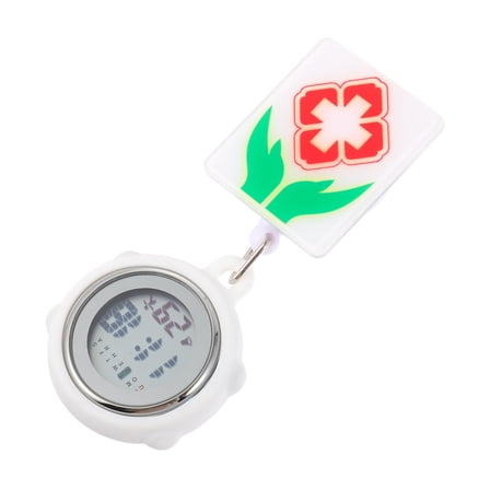 FENGGUIQU White Clip on Fob Watch with Stopwatch Alarm and Week Display for Daily Use