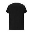 thumbnail image 6 of ZQGJB Oversized Cotton and Linen T-Shirts for Women Lightweight Casual Fall Petal Short Sleeve Asymetric Button V Neck Tunic Blouse Black XXL, 6 of 9