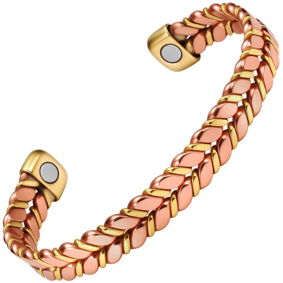 Wollet Magnetic Copper Cuff Bracelet for Women, Adjustable Cuff Jewelry Gift for Mom Wife Grandma