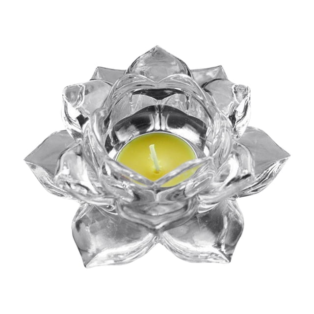 Clearance! 8 Colors Crystal Glass Lotu Flower Candle Tea Light Holder Buddhist Candlestick