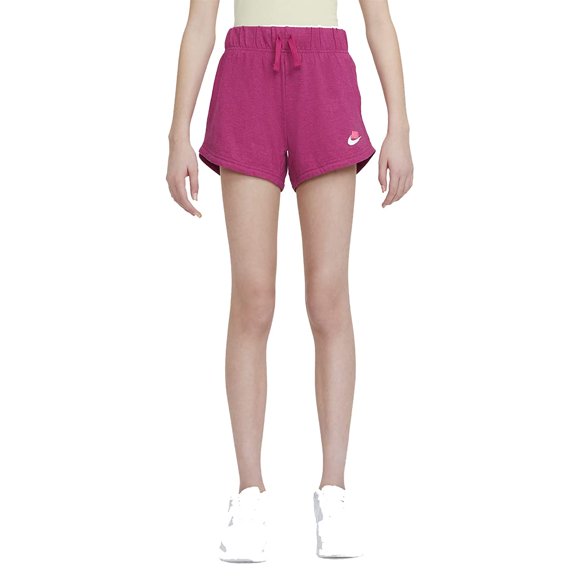 Nike Girl's Sportswear Jersey Shorts (Large, Dark Pink Fireberry/Sunset Pulse)