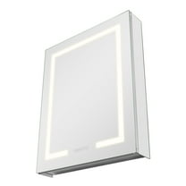 KFFKFF Lighted Medicine Cabinet with Mirror, 24 x 30 in, Recessed or Wall Mount, Dimmable LED Bathroom Cabinet with Adjustable Color Temperature, HD Mirror, Clock, Adjustable Shelves