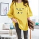 thumbnail image 3 of Camiseta de mujer estampada manga corta cuello redondo camiseta suelta de verano, amarillo, L Monstrate AP001204-22B, 3 of 7