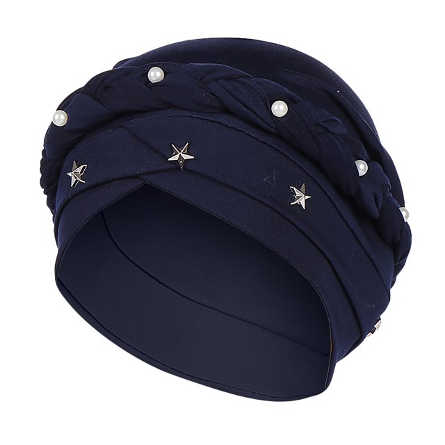 Women Beading Braid India Hat Muslim Ruffle Cancer Chemo Beanie Turban Wrap Cap