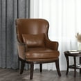 thumbnail image 3 of Noble House Hyrum Upholstered Accent Chair with Nailhead Trim, Cognac Brown and Dark Brown, 3 of 8