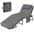thumbnail image 1 of CoSoTower Folding Lounge Chair with 4-level Reclining Back & Cushion, Grey, 1 of 7