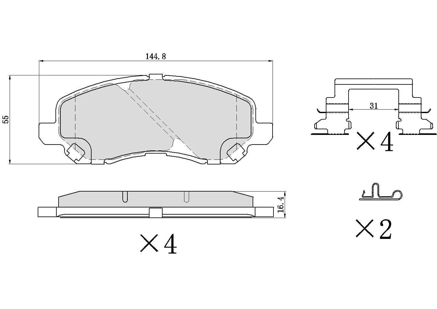 UltraHC 700 Brake Pad Set, Front HC7.0866.0.C, Jeep Compass 2017-2007