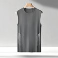 thumbnail image 6 of KPOPLK Men's Quick Dry Tank Tops Tech Performance Sleeveless T Shirts Mesh Workout Gym Muscle Running Size M,Grey, 6 of 7
