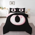 thumbnail image 2 of Erosebridal Initial Letter O Bedding Sets Twin with Comforter, Black Pink Duvet Insert, Kawaii Bow-tie Reversible Comforter Sets Twin Size, Lightweight Room Decorative, 2pcs, 2 of 8