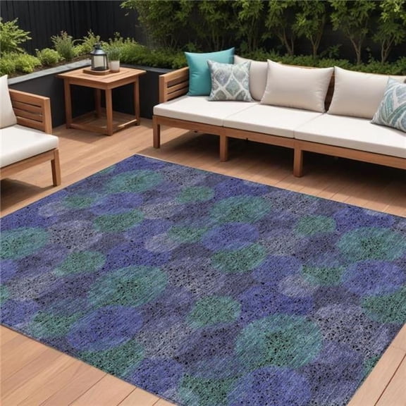HomeRoots 614698 8 x 10 ft. Purple Lavender & Green Polka Dot Washable Indoor & Outdoor Rectangle Area Rug