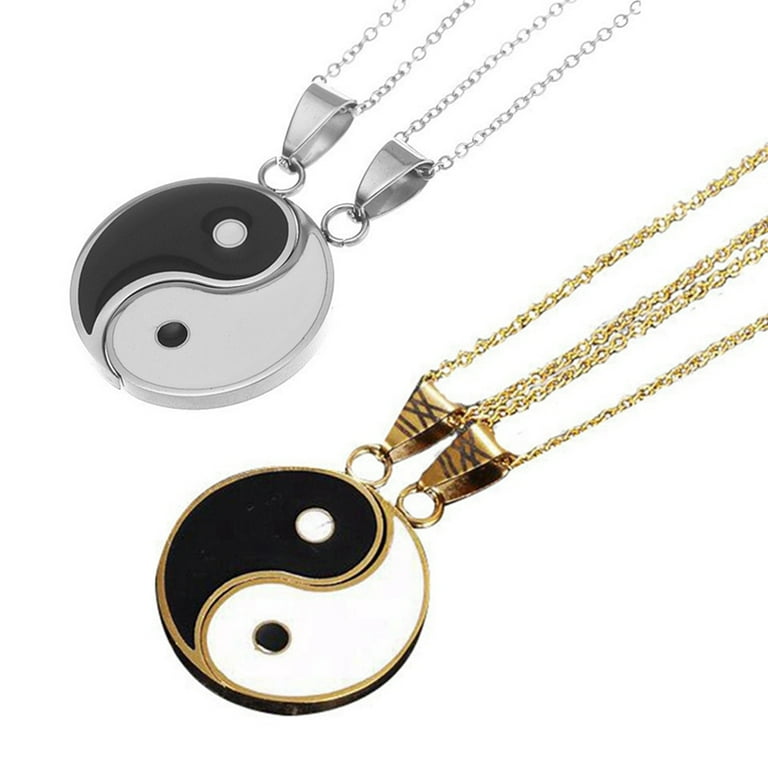 Yaoping 2 Pcs Set Couple Stainless Steel Pendant Puzzle Piece Yin