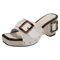 thumbnail image 6 of Wedge Sandals for Women Retro Buckle Studded Slip on Slides Shoes Square Open Toe Platform Summer Beach Shoes White Size 8, 6 of 6