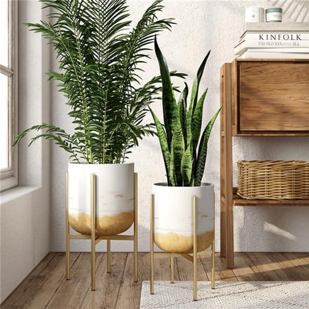 Aspire Paloma Modern Planters  White & Gold - Set of 2