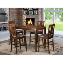 East West Furniture Yarmouth 5-piece Wood Counter Height Dining Set in Mahogany