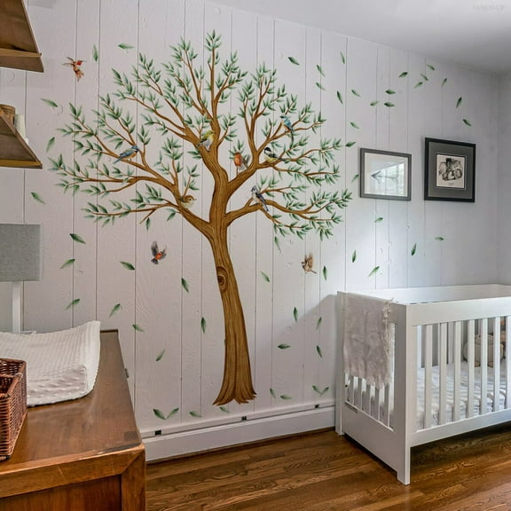 Forest tree decals, plant leaf stickers, tree and bird decals, transparent stickers, cute animal stickers Peel and Stick Removable Wall Stickers for Living Room Bedroom TV Wall