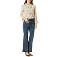 thumbnail image 2 of Allegra K Women's Bow Tie Ruffle Collar Button Down Long Sleeve Floral Blouse, 2 of 5