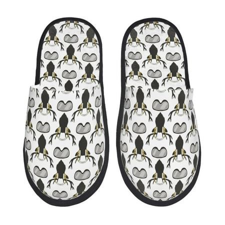 Balery Ski Goggles Moose Music Picture Slient Indoor Furry Fleece Comfort House Shoes Soft Non-Slip Home Shoes Cotton slippers House Slippers-- Medium