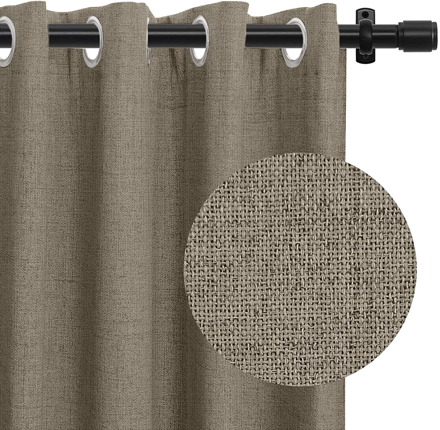 100 Blackout Curtains 108 Inch Long Linen Textured Blackout Curtains for Bedroom Grommet