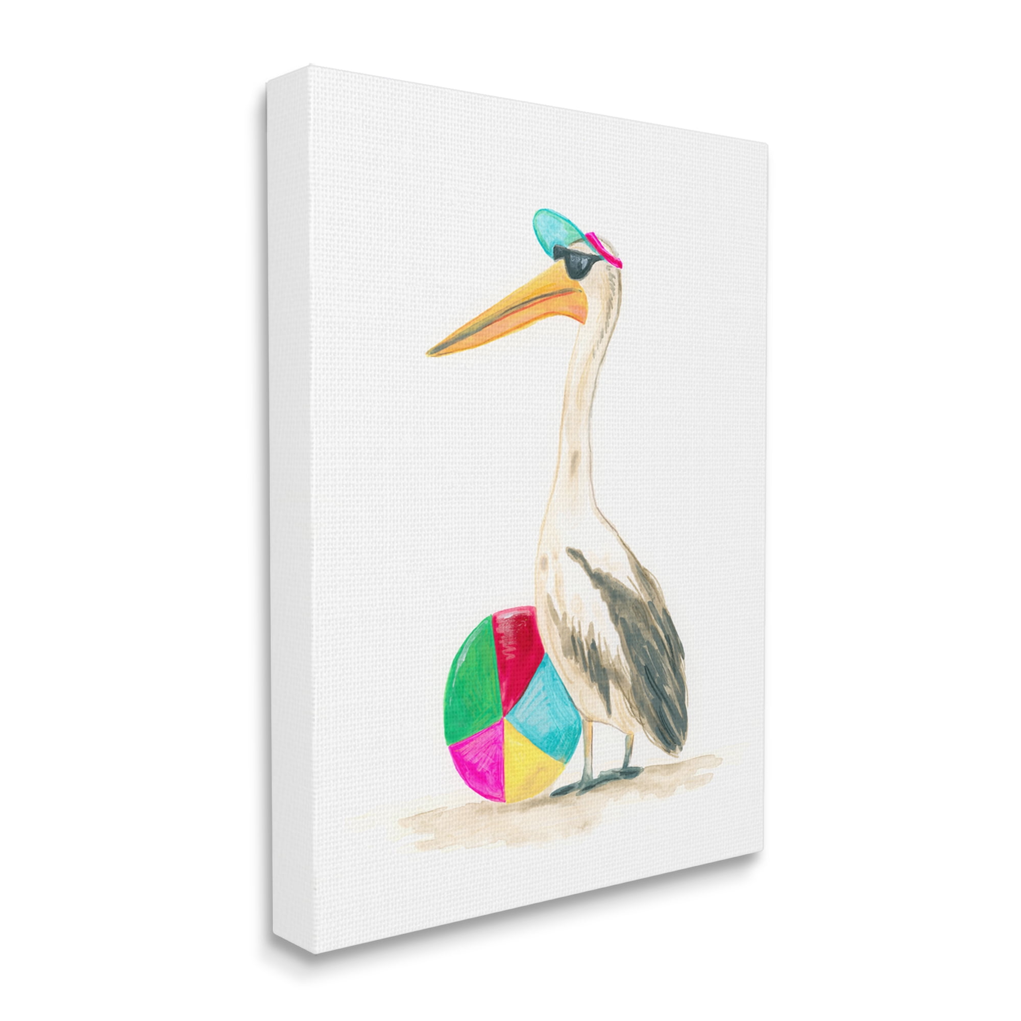 Stupell Industries Stork & Beach Ball Animals & Insects Painting Gallery Wrapped Canvas Art Print Wall Art, 30 x 40